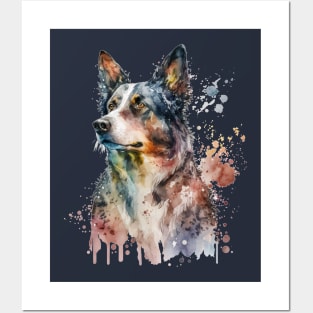 Australian Cattle Dog Watercolor Colorful Dog Posters and Art